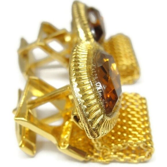 Mesh Cufflinks Tie Tack Set Paris Gold Tone Wedding Accessories Vintage - Picture 14 of 16